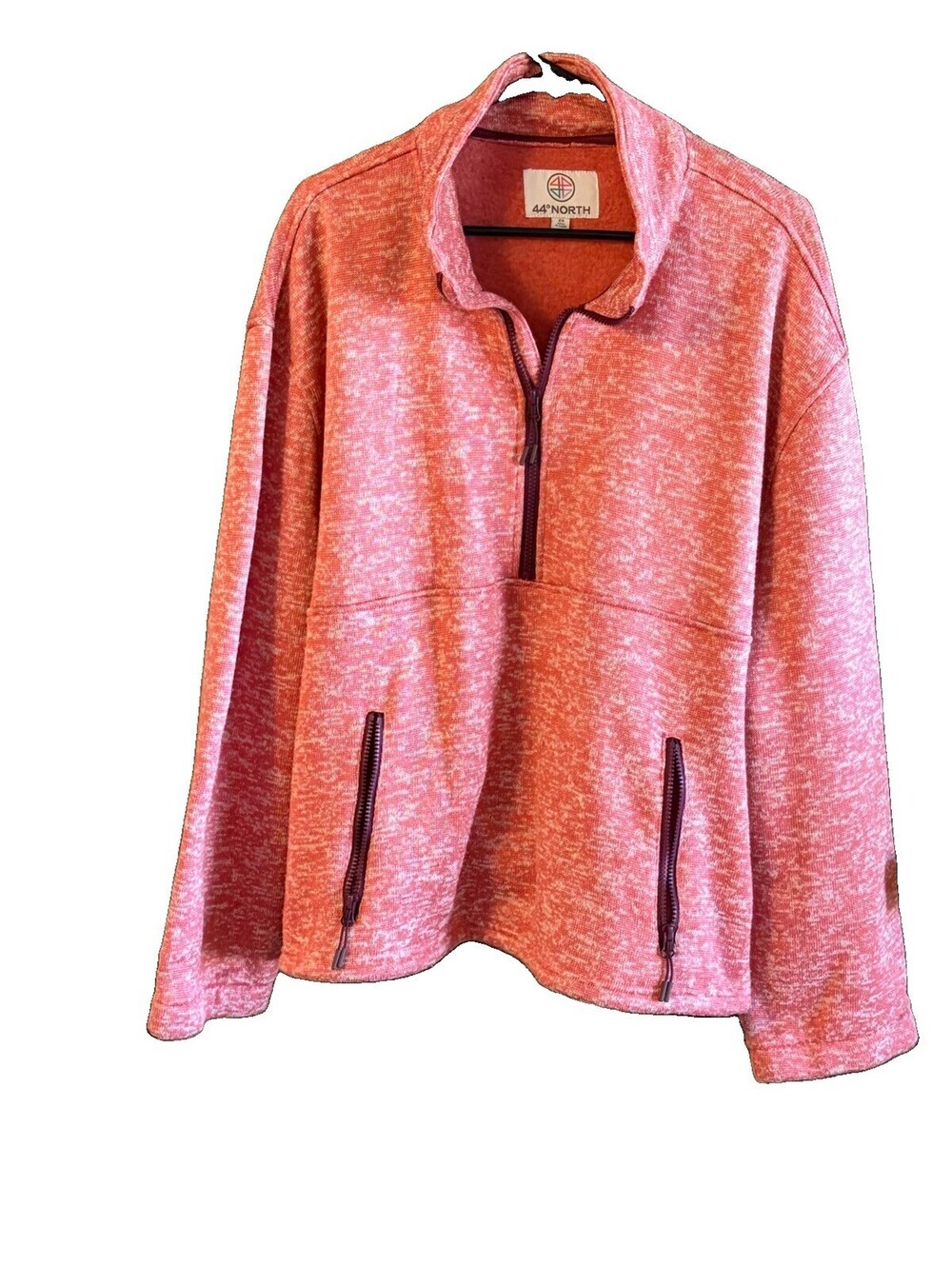 44 Degree North Pink 1/4. Zip Sweatshirt 2X Zip Pockets Polyester